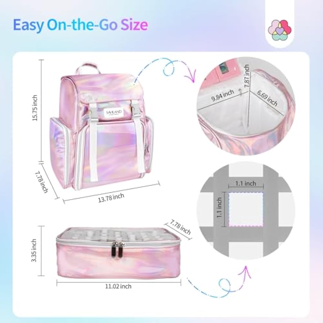 Saviland Nail Polish Organizer Bag | PU Leather Case for 70 Bottles & Lamp