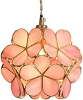 Bieye Cherry Blossom Tiffany Style Stained Glass Pendant Light – 8" Pink