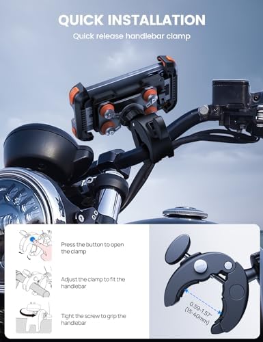 Lamicall Anti-Shock Motorcycle Phone Mount – Universal Bike Holder, Orange