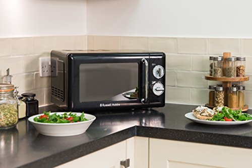 Russell Hobbs Retro Compact Microwave | 17L 700W Solo Manual - Black