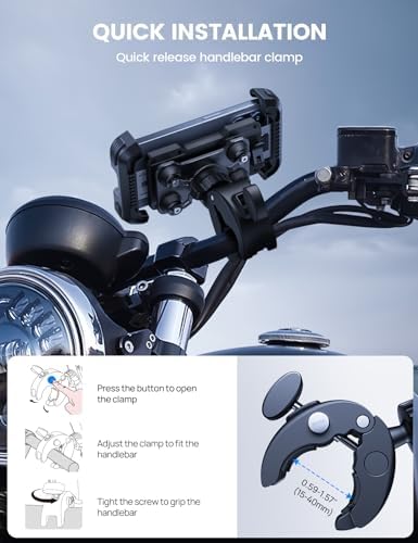 Lamicall Dual Anti-Shock Motorcycle Phone Mount – Quick Release Bike Holder