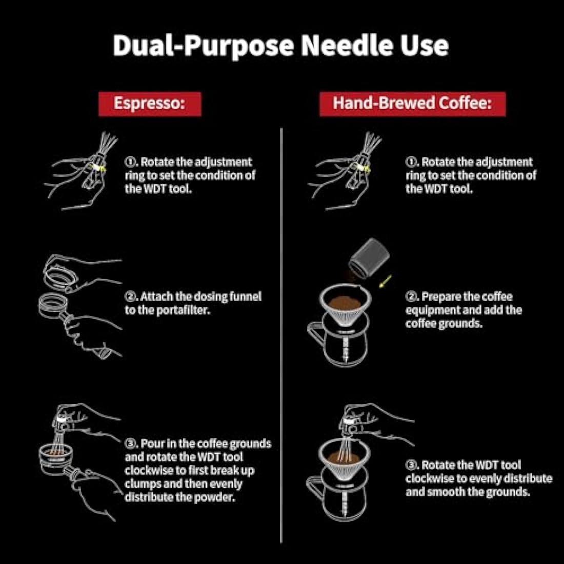 MHW-3BOMBER WDT Tool 2.0 | Adjustable Espresso Stirrer with Magnetic Stand