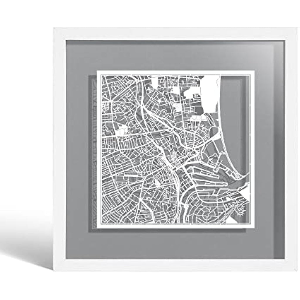 Aberdeen Paper Cut Map Wall Art | Jolof Store Framed Decor 23x23cm