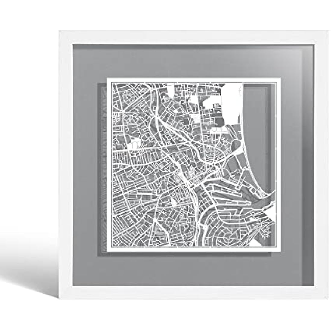 Aberdeen Paper Cut Map Wall Art | Jolof Store Framed Decor 23x23cm