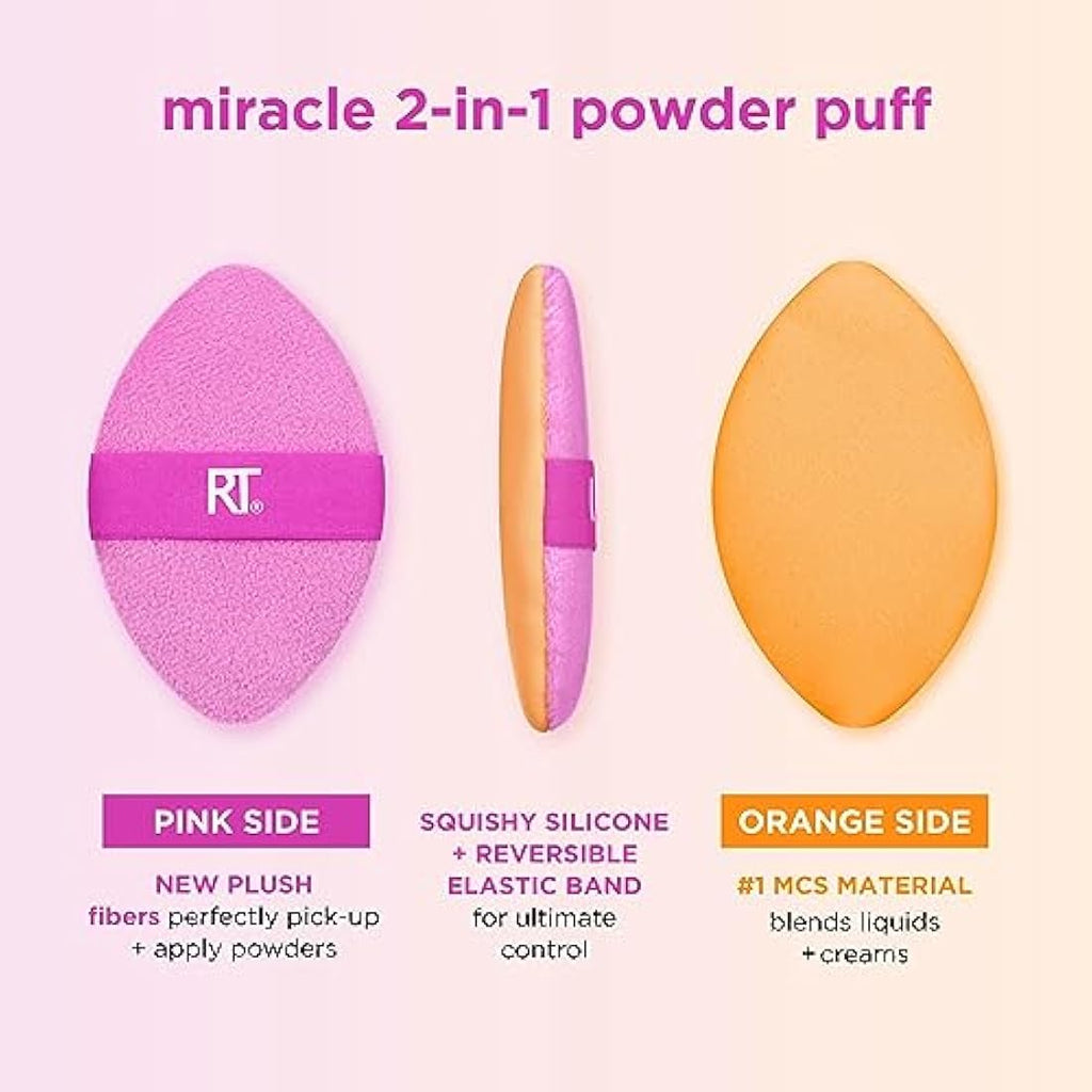 Real Techniques Miracle 2-In-1 Powder Puff – Dual-Sided, 2 Count