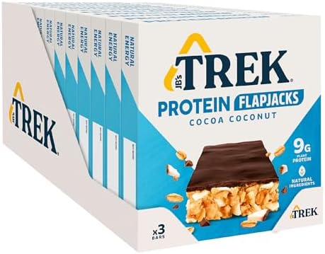 TREK High Protein Flapjack Cocoa Coconut – Vegan & Gluten Free – 36 Bars