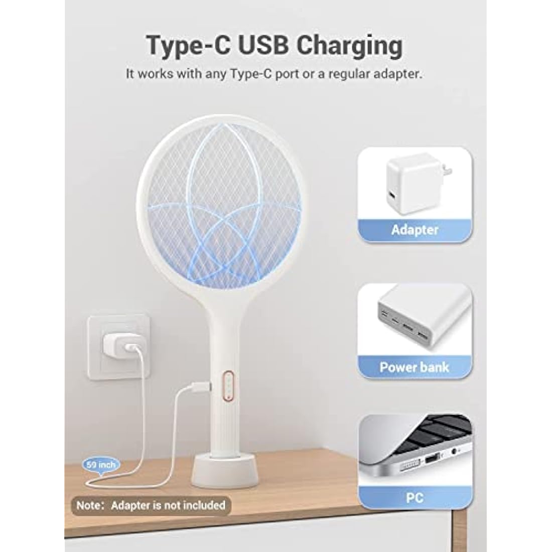 YISSVIC Electric Fly Swatter | 4000V Bug Zapper Racket | 1500mAh USB-C