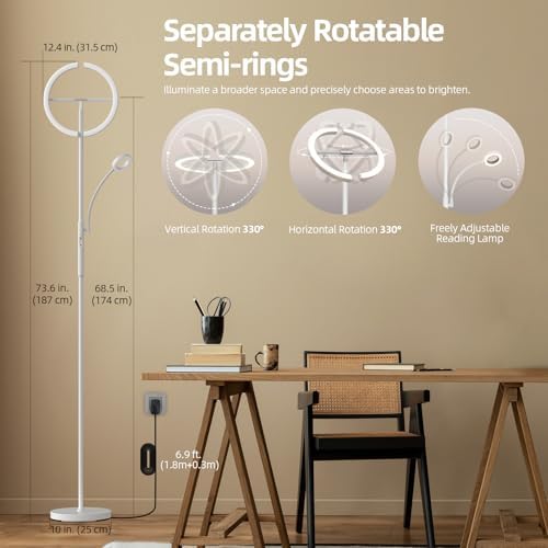 FIMEI LED Floor Lamp – 29W Dimmable Standing Light with Remote Control
