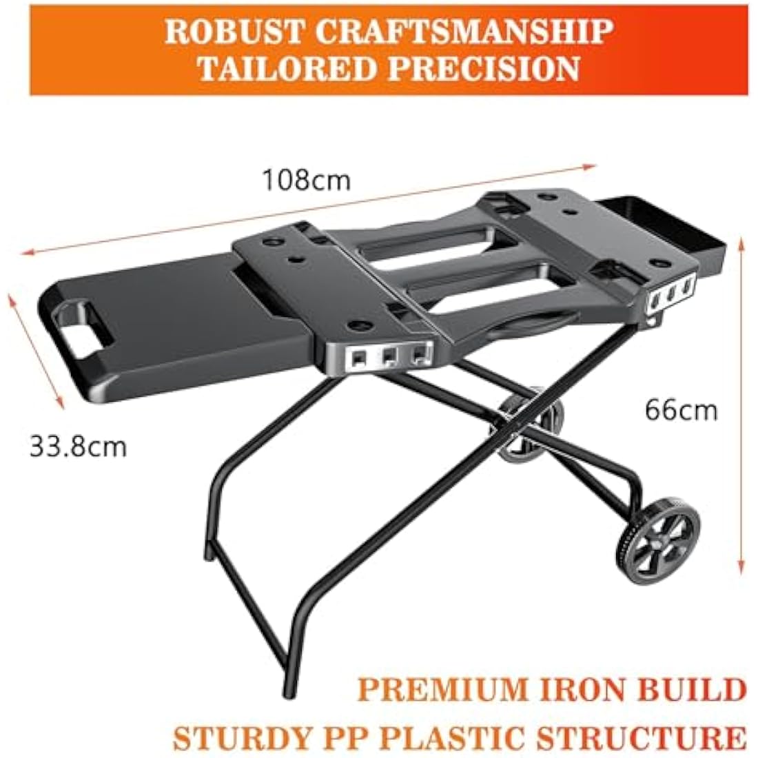 Denmay Foldable Barbecue Trolley – Portable Grill Stand for Ninja Woodfire