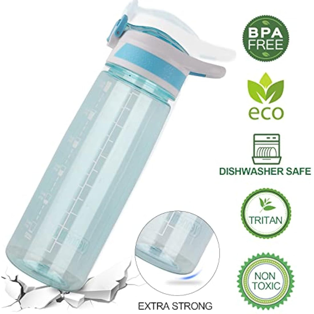 VENNERLI 800ml Tritan Sports Water Bottle with Straw and Time Marking
