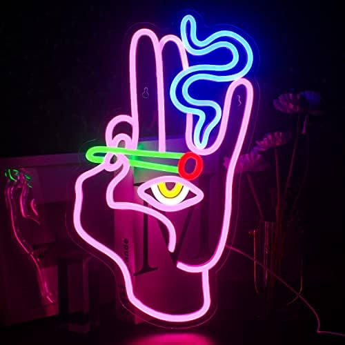 Looklight Hand Evil Eye Neon Sign – Pink & Blue LED Wall Decor