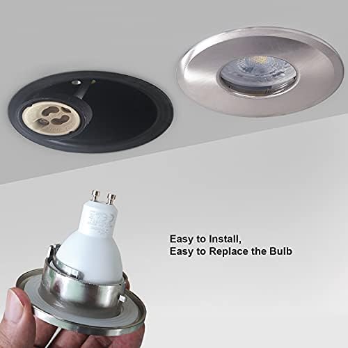 Sweier 4-Pack Fire Rated IP65 LED Downlights - 5W Cool White Satin Nickel