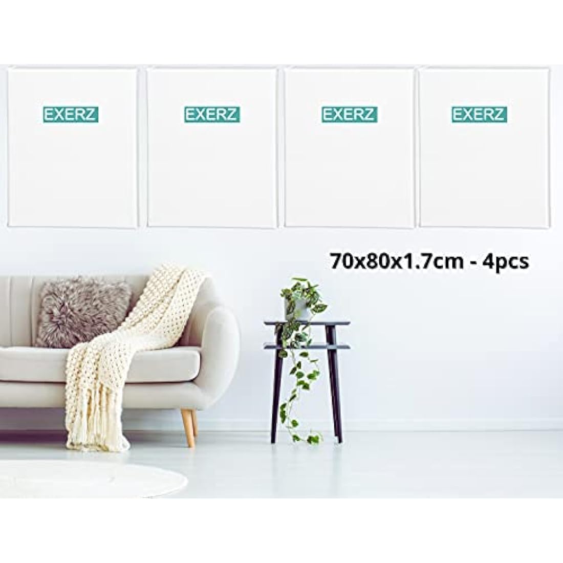 Exerz Stretched Canvas 4pk - 70x80cm Triple Primed 100% Cotton Artist Canvas
