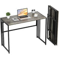 Ulifance Folding Computer Desk – No-Assembly Writing Table, Black Oak