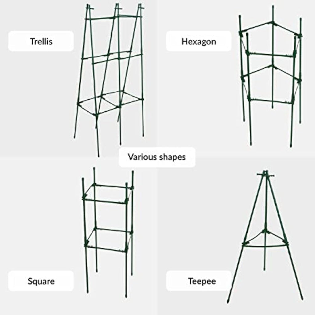 LeafImpact 4-Pack Adjustable Metal Tomato Cage - Green Plant Support