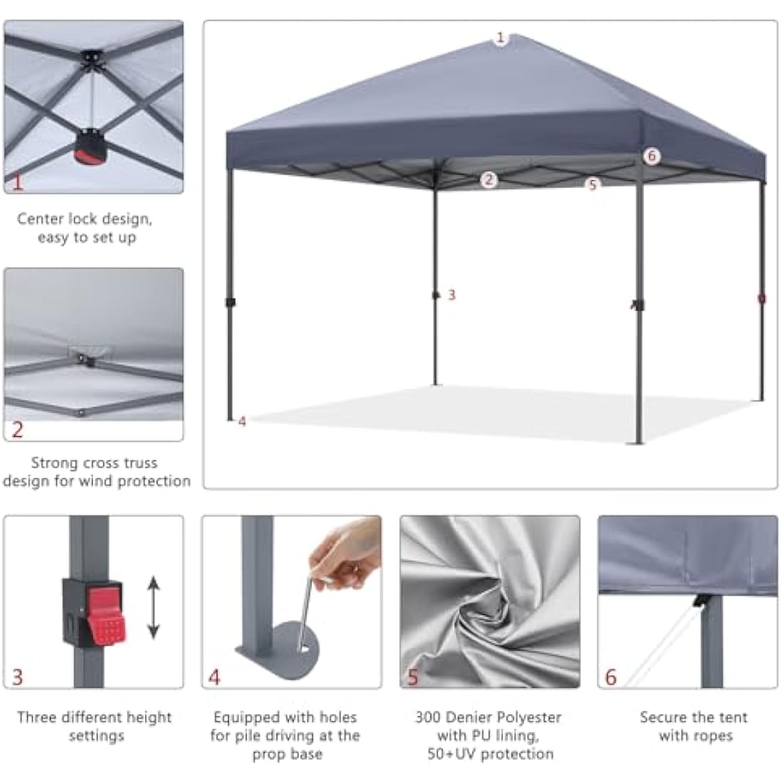 ABCCANOPY 3x3M Pop Up Gazebo - Commercial Waterproof Canopy Tent, Grey