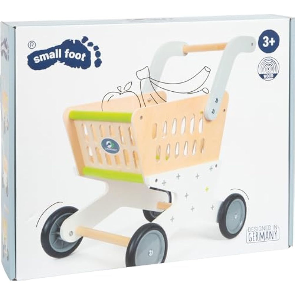 Small Foot Wooden Shopping Trolley – Kids Pretend Play Grocery Cart