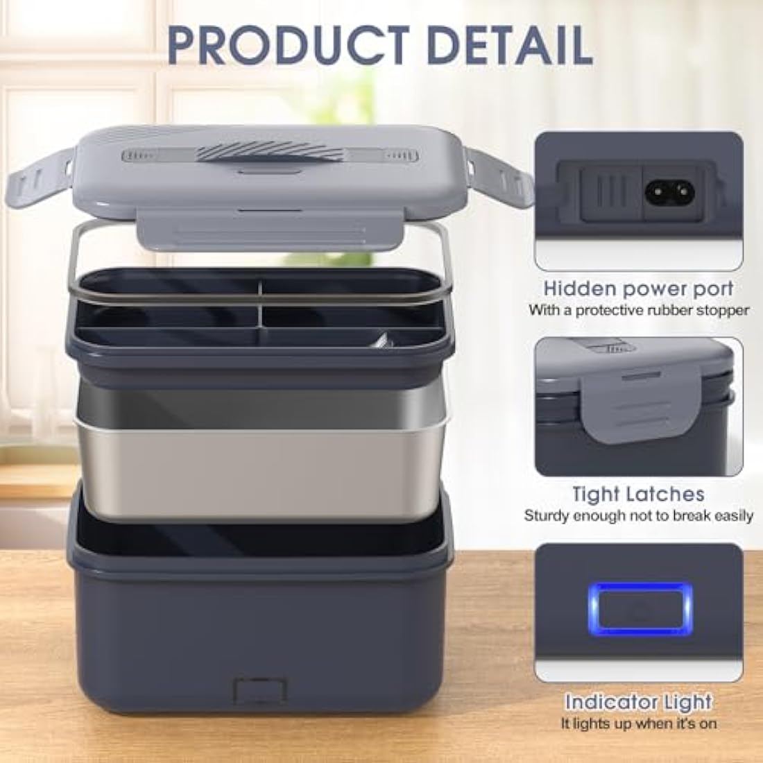 Monteka 100W Electric Lunch Box - 1.8L Heated Food Warmer for Car & Home