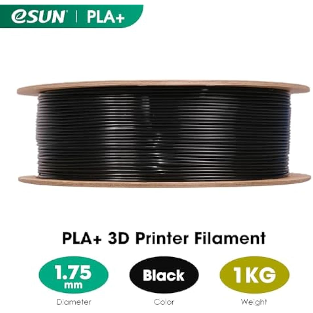 eSUN PLA+ 3D Printer Filament 1.75mm | High Toughness 1KG Spool - Black