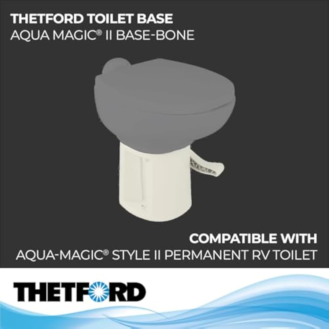 Thetford 42138 Style II RV Toilet Base Replacement - High Bone Finish