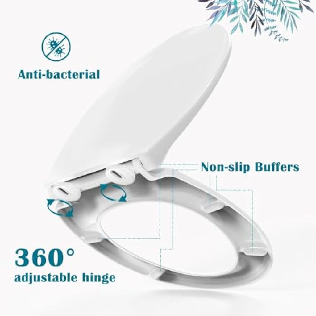 STOREMIC Soft Close Toilet Seat – White O Shape Anti-Bacterial Loo Seat