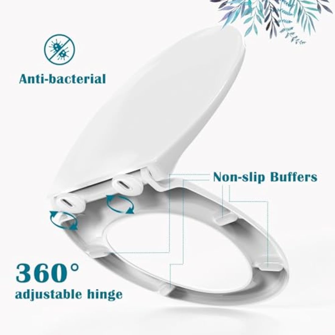 STOREMIC Soft Close Toilet Seat – White O Shape Anti-Bacterial Loo Seat