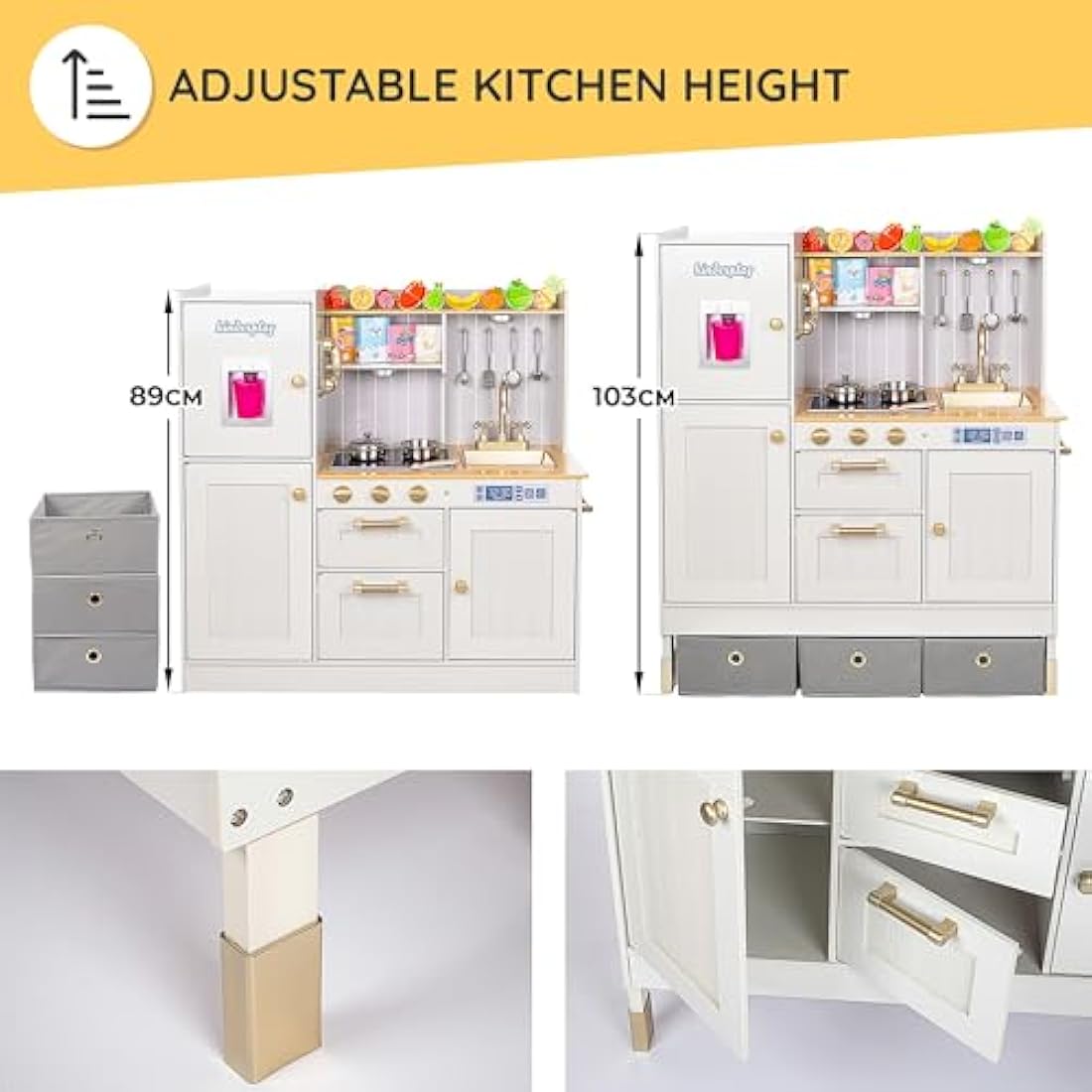 Green Series XXL Wooden Play Kitchen for Kids – Kinderplay Toy Playset