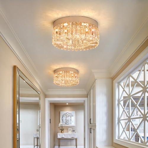 VETRULUS Modern LED Crystal Chandelier | 40CM Flush Mount Ceiling Light