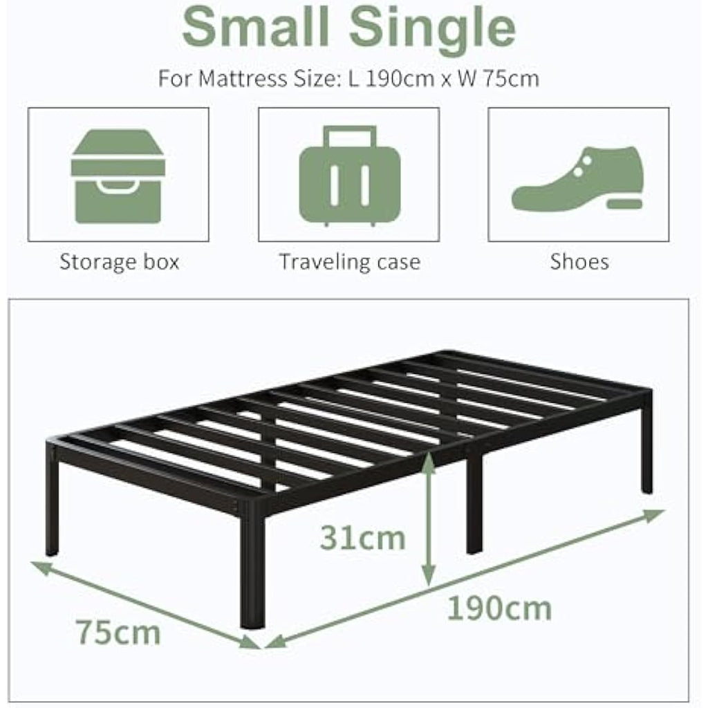 Lutown 2ft6 Small Single Metal Bed Frame – Heavy Duty 30cm High