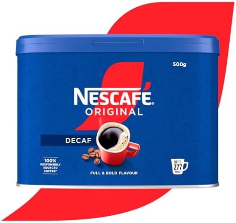 NESCAFÉ Original Decaf Instant Coffee – 500g Caffeine Free Coffee Tin