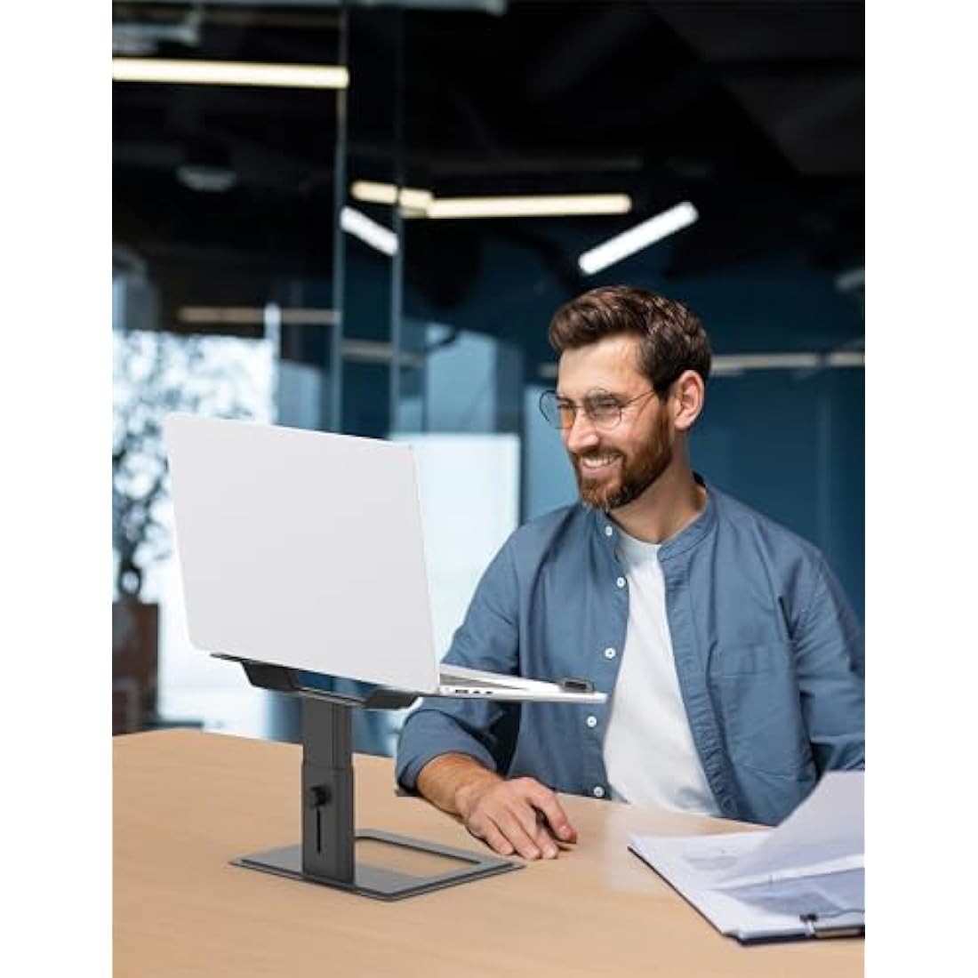 Soundance Adjustable Laptop Stand – Ergonomic Aluminum Riser, Black