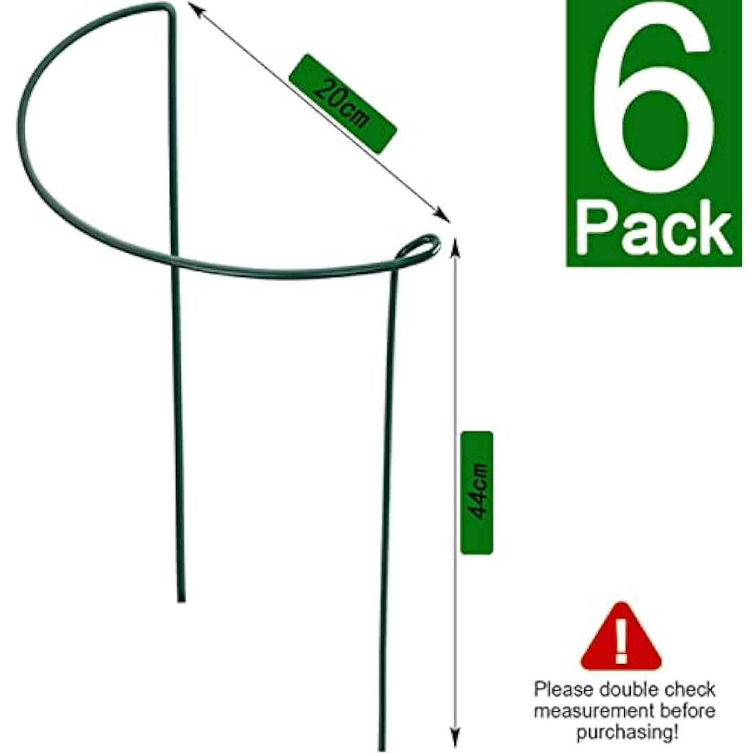 VLYHGO 6PCS Half Round Metal Plant Support Stakes – 44x20cm Garden Rings