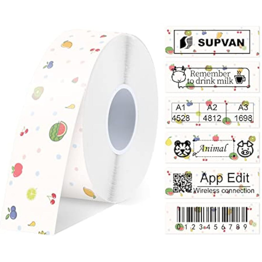 SUPVAN Label Maker Tape for E10 E11 E16 | Fruit Pattern 15mm x 6m