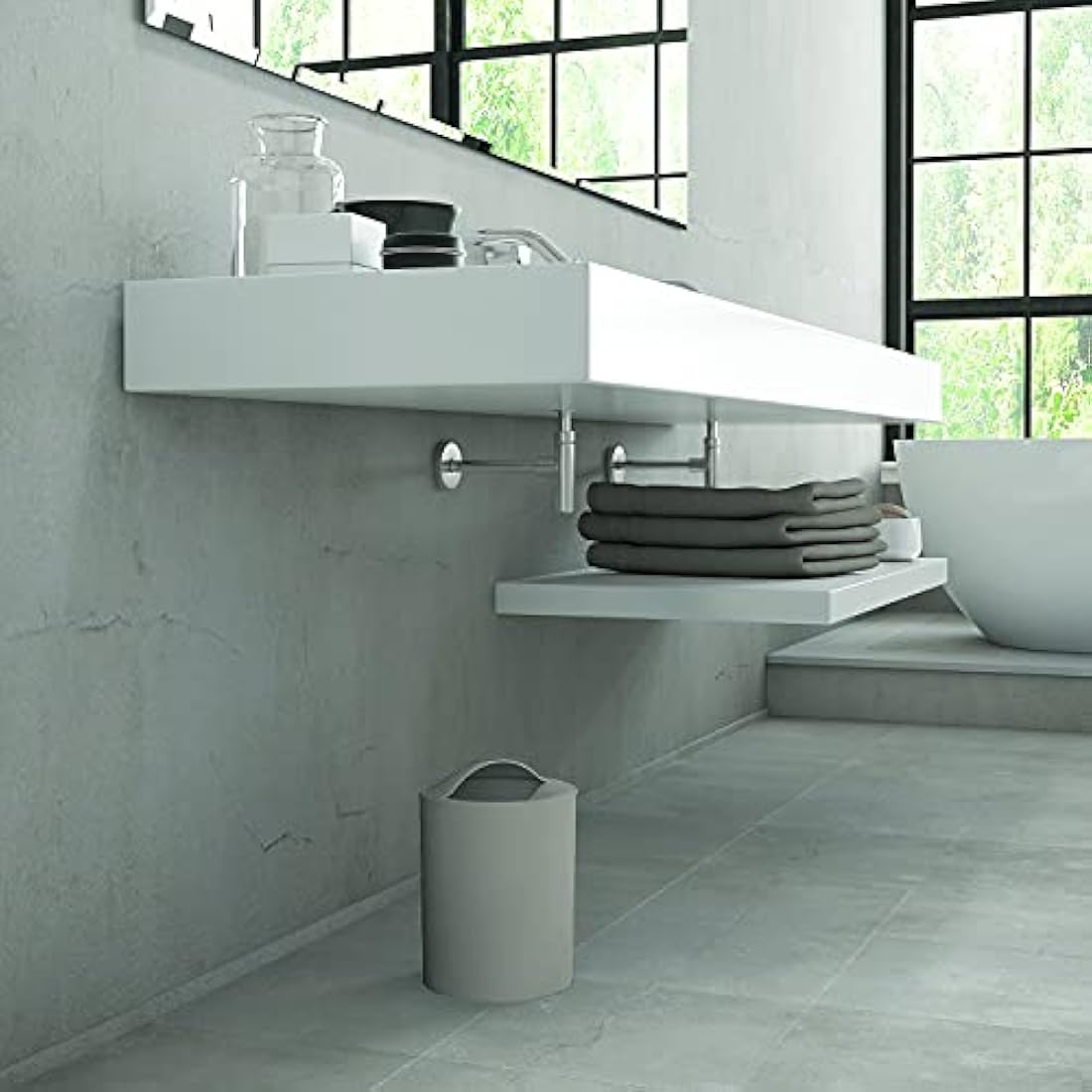 Gedy G-Eye Bathroom Waste Bin - Light Taupe Italian Resin Basket
