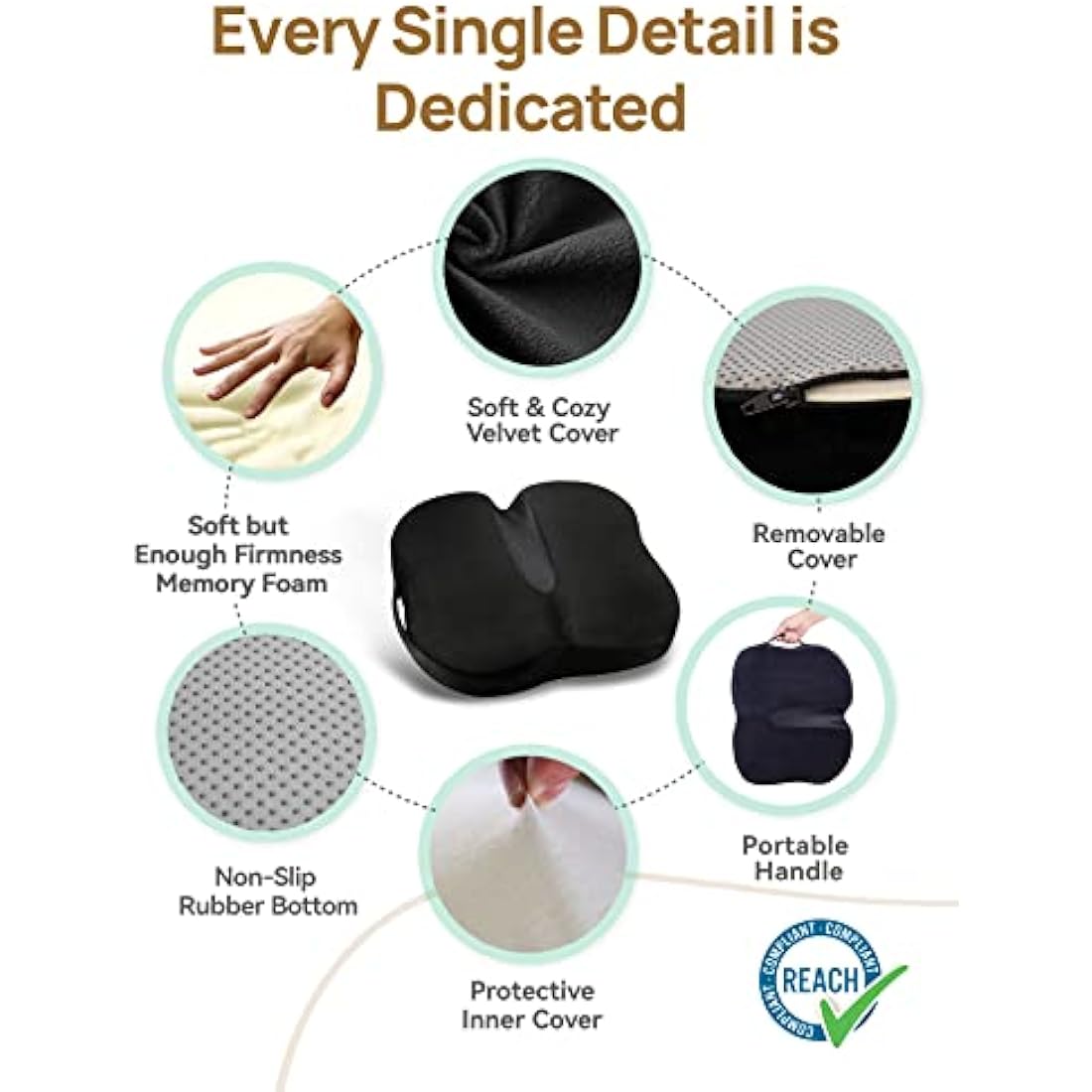 TravelEase Memory Foam Seat Cushion – Ergonomic Hip Support Pad, Black