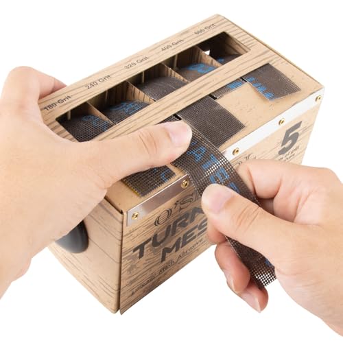 O'SKOOL Mesh Sanding Abrasive Roll Pack with Dispenser – 5 Grits for Lathes