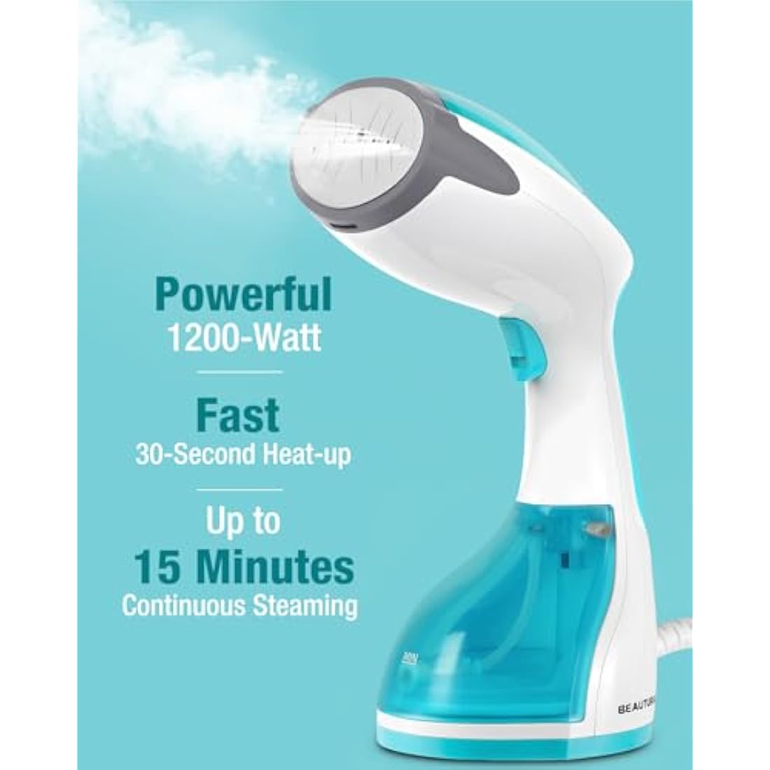 BEAUTURAL Handheld Clothes Steamer – 1200W Portable Garment Steamer