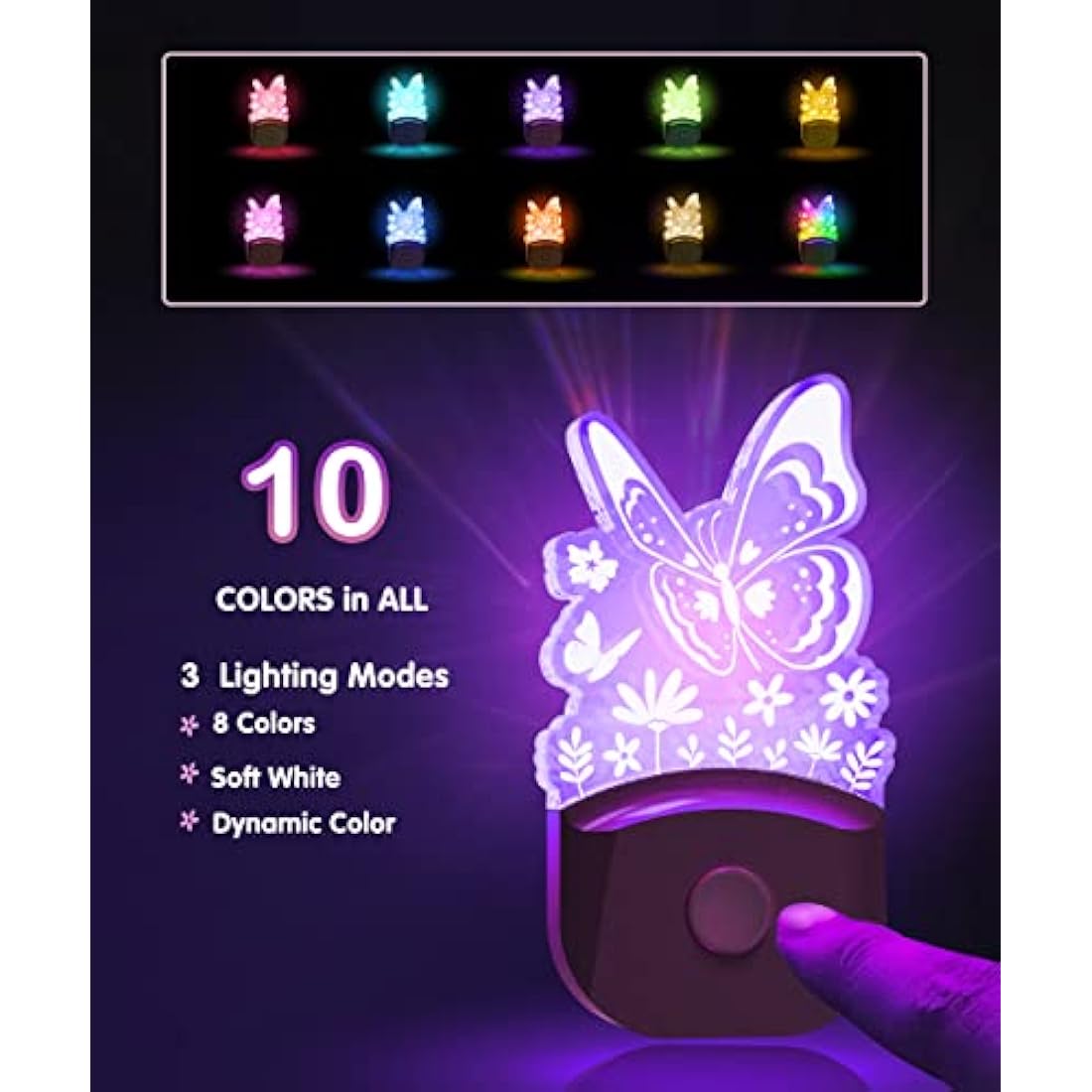 LOHAS Butterfly LED Night Light | Dusk to Dawn Sensor | RGB & Warm White