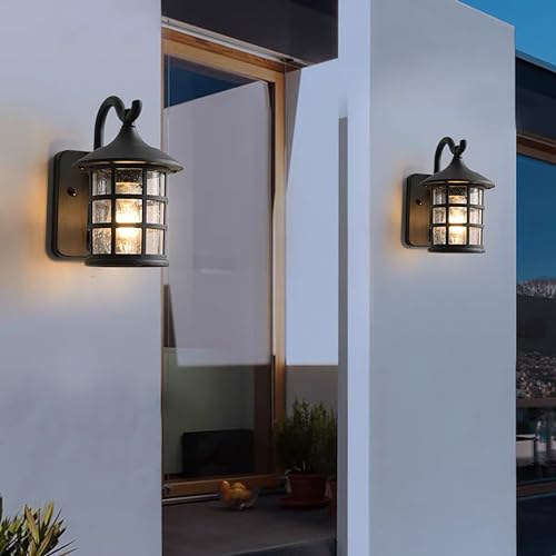 Jolof Store Black Outdoor Wall Lantern – Waterproof Aluminum & Glass