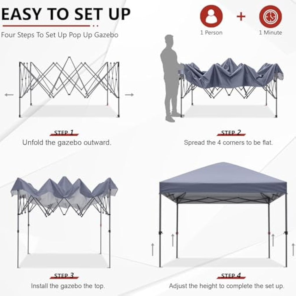 ABCCANOPY 3x3M Pop Up Gazebo - Commercial Waterproof Canopy Tent, Grey