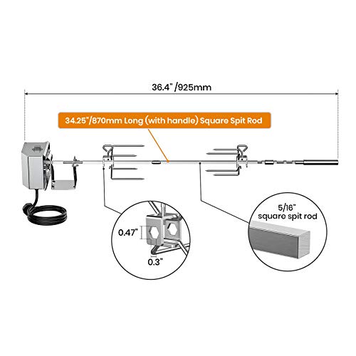 Onlyfire Stainless Steel Rotisserie Kit for Weber Spirit 200/300