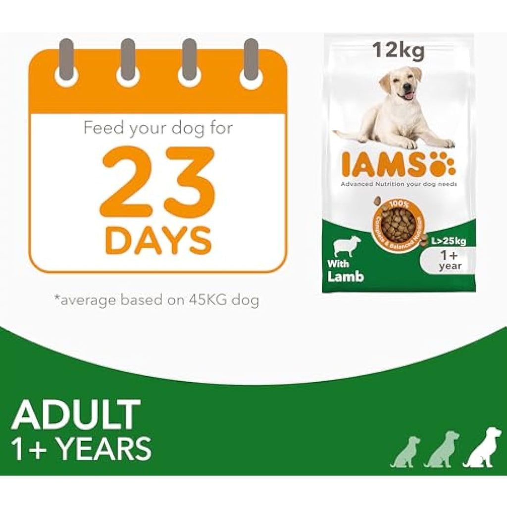 IAMS Adult Large Breed Dry Dog Food – Lamb & Rice Wheat Free 12kg