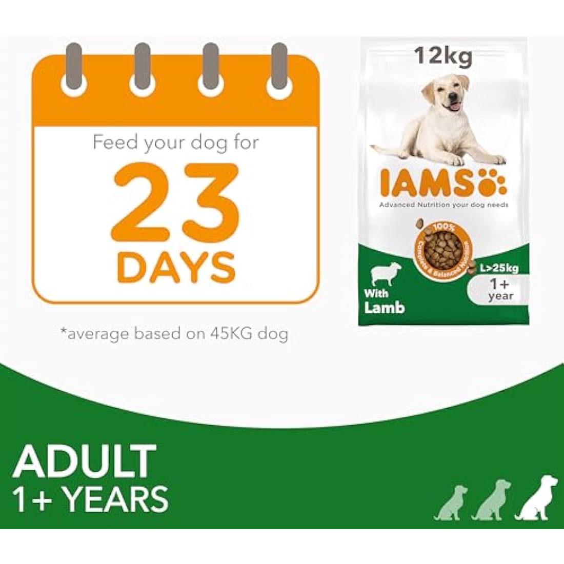 IAMS Adult Large Breed Dry Dog Food – Lamb & Rice Wheat Free 12kg