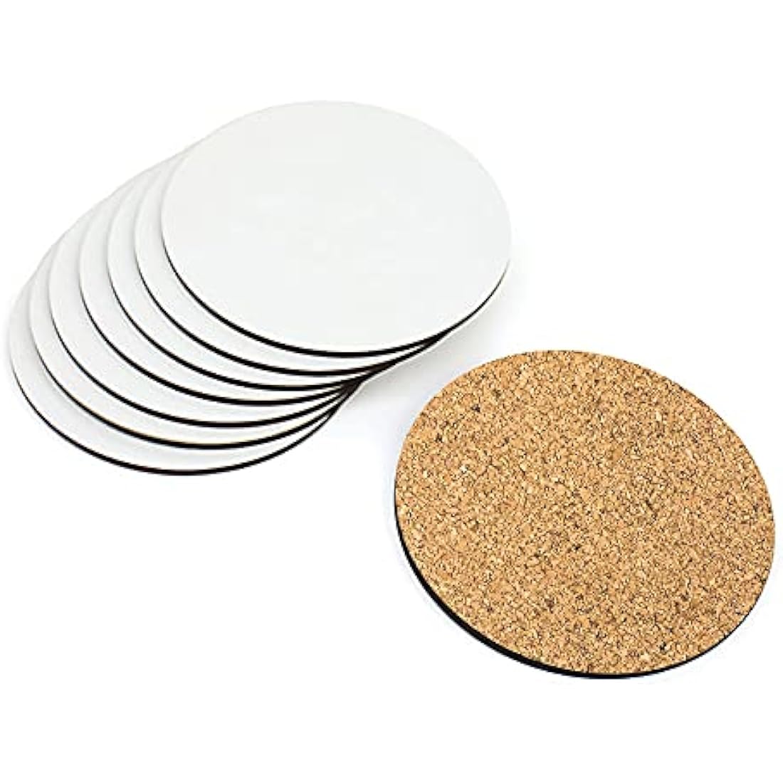 Jolof Store 50x Sublimation Coasters – 9cm Round Glossy MDF Cork Backed