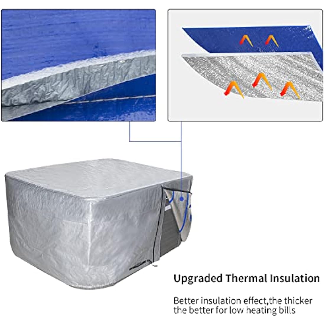Jolof Store Insulated Hot Tub Cover – 95x95x35 Thermal Spa Protector