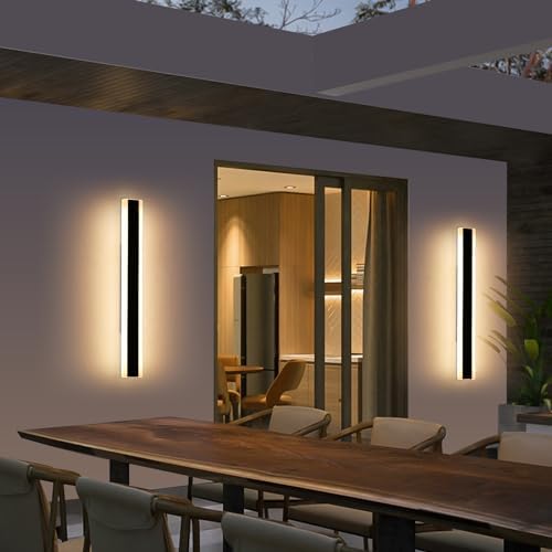 Mikeru 80cm Outdoor LED Wall Lights | 2-Pack 28W Modern IP65 Garden Sconce