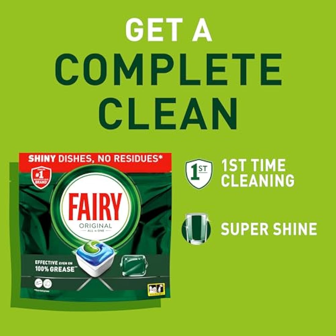 Fairy All-In-1 Original Dishwasher Tablets - Bulk 70 Pack for Grease
