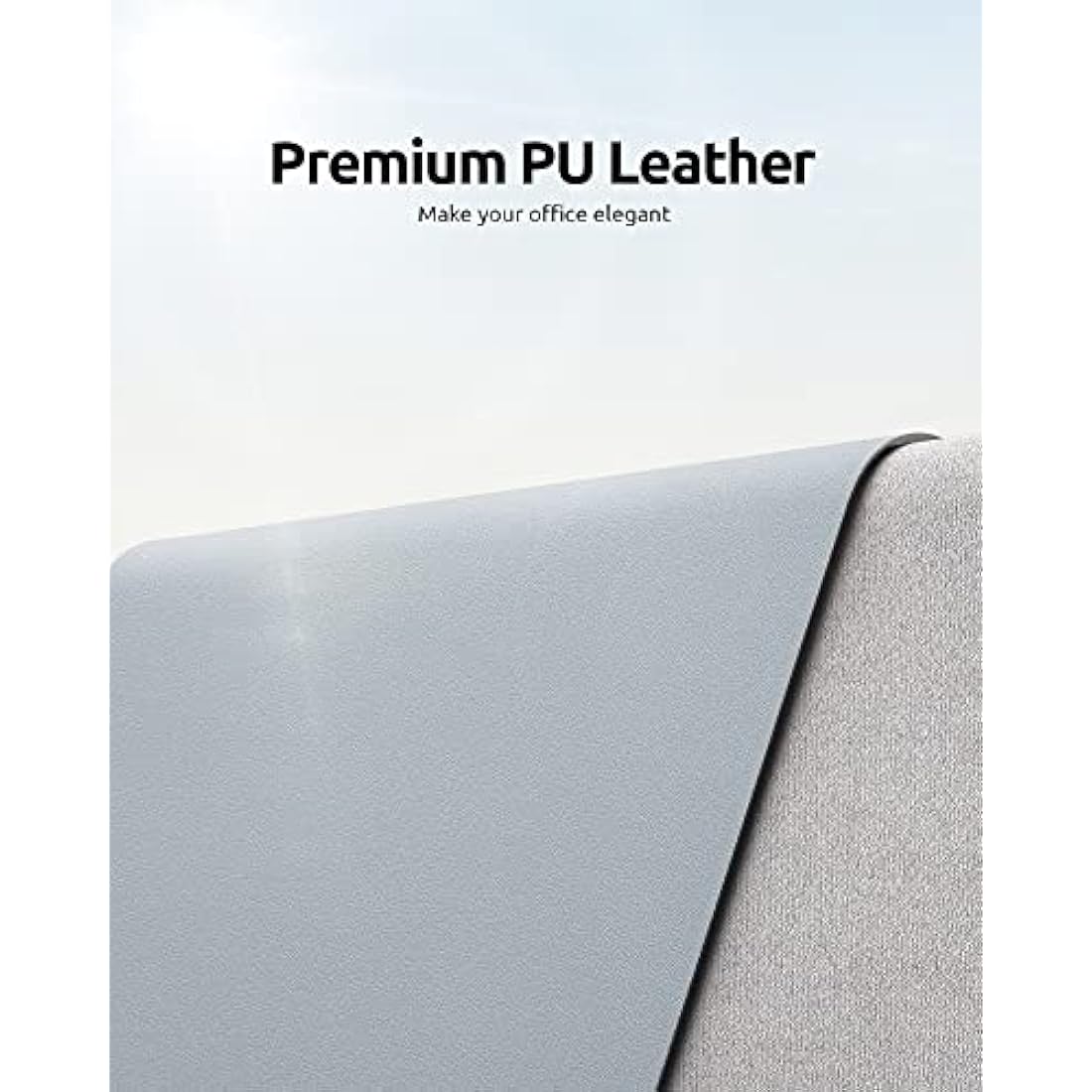 YSAGi PU Leather Desk Mat – Large Non-Slip Waterproof Mouse Pad, Light Grey