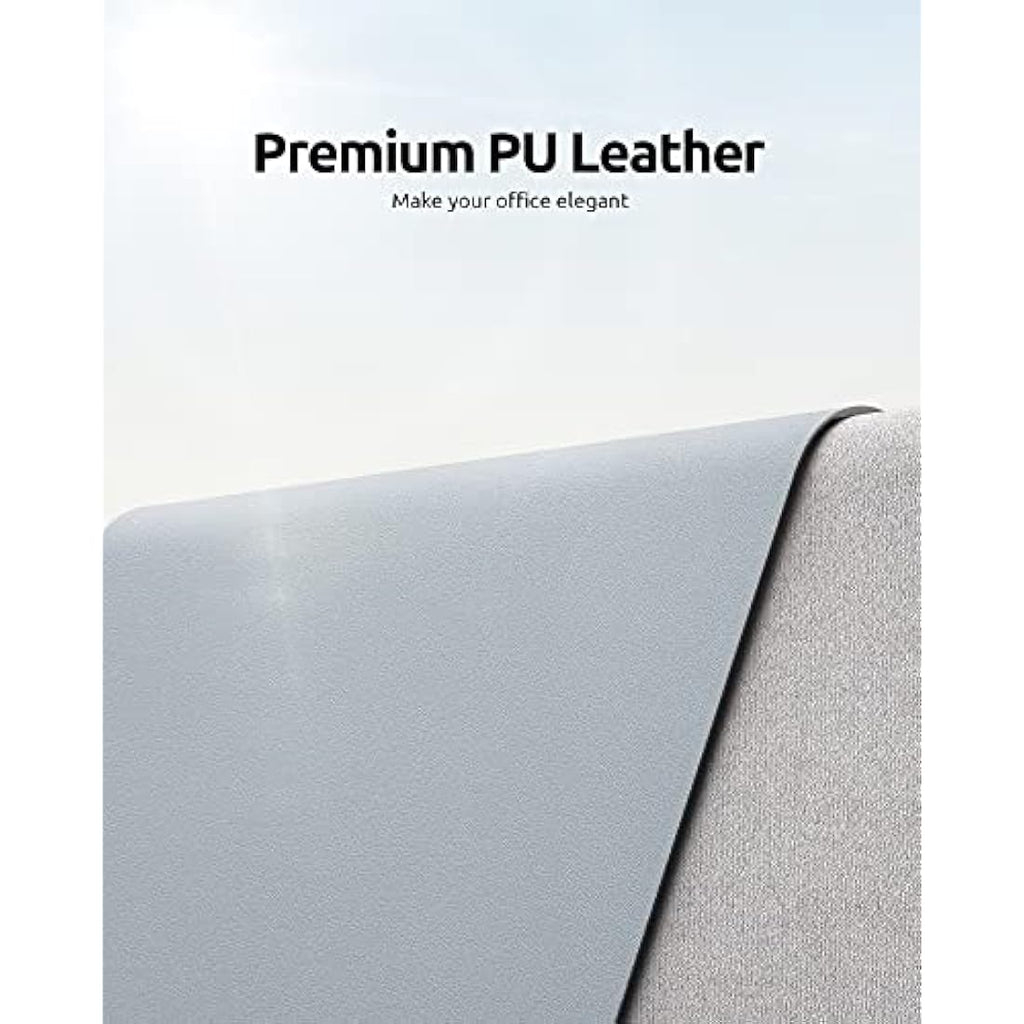 YSAGi Leather Desk Mat - Large Waterproof Non-Slip Mouse Pad, Light Grey
