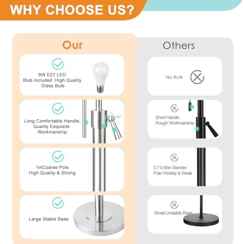 Modern Floor Lamp – Adjustable Height Silver Standing Lamp